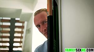 stepdad pounds stepdaughter pussy while she chats bf on phone