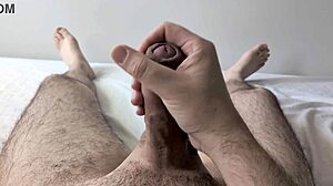 What if jerking your big cock alone in the bedroom close-up turned into the hottest homemade solo session ever?
