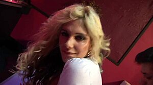 Bartender pisses on stripper Carmel Moore's fishnet ass and tits!