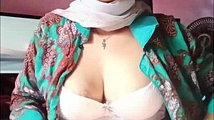 morning hijab shemale strokes cock teasingly