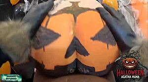 Mama Studio's BBC Fucks Brazilian MILF's Halloween Jack O'Lantern Ass!