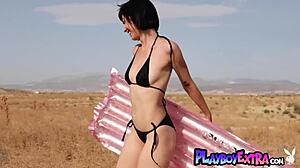 sophia drops tiny bikini for outdoor pussy tease sunbath