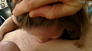 Granny Peggy Sue Deepthroats Cock for Massive Cum Swallow Facial