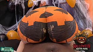 Mama Studio's BBC Fucks Brazilian MILF's Halloween Jack O'Lantern Ass!