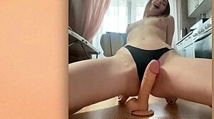 im slurping stepsisters dildo while fingering my tight ass