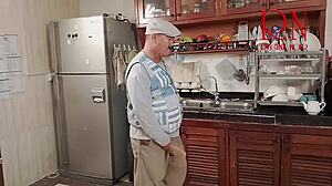 Chaotic Kitchen Comedy Turns Wild with Ripped Clothes and Teasing Tits