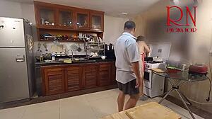 Chaotic Kitchen Comedy Turns Wild with Ripped Clothes and Teasing Tits