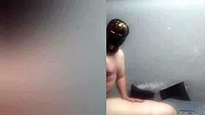 scary masked stepmom gets facefucked doggystyle then creamed on huge tits