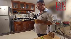 Chaotic Kitchen Comedy Turns Wild with Ripped Clothes and Teasing Tits