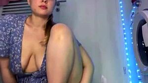 jucielussie rams double dildo deep in close-up fuck
