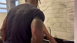 he comes from gym finds me in kitchen and fucks my pussy doggy style