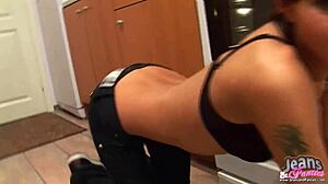 18yo neighbor rips tight jean shorts exposing juicy ass