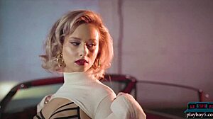 polina's big milf ass strips in playboy convertible