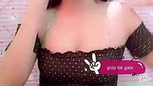 Vietnamese Skirt Hides Red Panties in Teasing Upskirt View