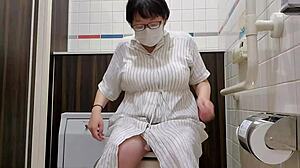 Married Woman Masturbates Silently in Shop Restroom