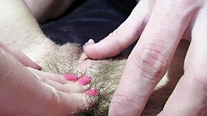 Watch hairy girlfriend's huge clit sucked licked till massive squirting cum closeup