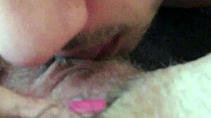 Watch hairy girlfriend's huge clit sucked licked till massive squirting cum closeup