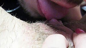 Watch hairy girlfriend's huge clit sucked licked till massive squirting cum closeup