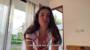 Nurse wife rides me cowgirl in villa before pov creampie