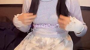 glasses crossdresser masturbates quietly in solo vid