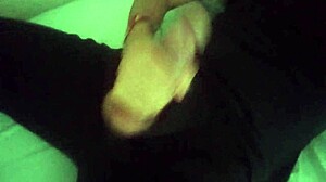 horny guy jerks massive cock in pants moaning to cum