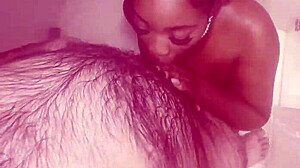 Thick Black Girl Deepthroats Big Cock in Shower Facial Cumshot