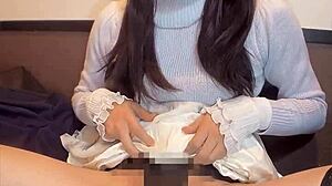 glasses crossdresser masturbates quietly in solo vid