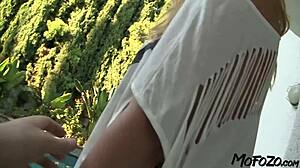 blonde student strokes that big cock till she cums