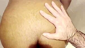 Thick Black Girl Deepthroats Big Cock in Shower Facial Cumshot
