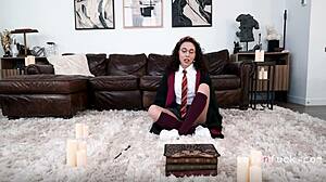tiny halloween girl regrets ouija board but craves more moaning sex?