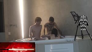 brazilian goddess dominates nerd in motel threesome with big tits
