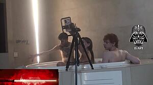 brazilian goddess dominates nerd in motel threesome with big tits