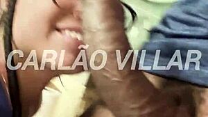 Beautiful Brazilian brunette squirts on my monster cock during face fuck
