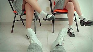 hey check this amateur trio in living room two latina college girls feet socks first time experiment