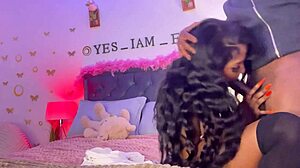 damn ebony milf milks massive cock cumshot on squirting tits