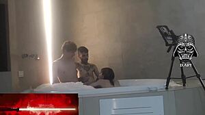 brazilian goddess dominates nerd in motel threesome with big tits