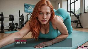 busty redhead seduces her gym trainer passionately