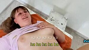 Russian chubby wife bent over bed for stranger's rough deepthroat doggy pounding!