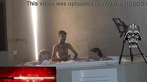 brazilian goddess dominates nerd in motel threesome with big tits