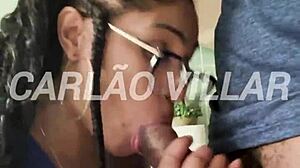 Beautiful Brazilian brunette squirts on my monster cock during face fuck