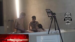 brazilian goddess dominates nerd in motel threesome with big tits