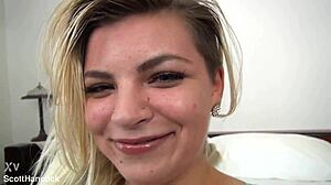 alex little's cute 19yo blonde pov blowjob ends in messy facial