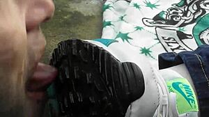 cluck worships filthy sneakers under face trampling