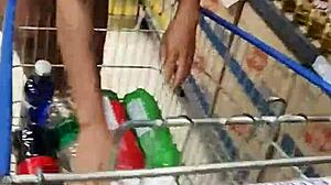 gorgeous wife in tiny shorts flashes huge ass cheeks at market for hot cuckold thrill