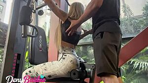personal trainer pounds my ass in gym bathroom after workout
