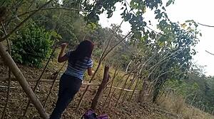 Stepmom slut hunts jungle dick for wild outdoor fucking!