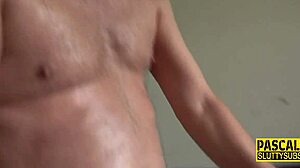 real chubby sub gags on deepthroat cum in bdsm play