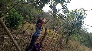 Stepmom slut hunts jungle dick for wild outdoor fucking!