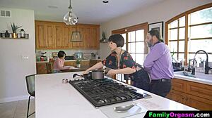 Old Man RAW FUCKS Daring Step Daughter While Wife Cooks!
