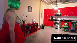 Thick latina katie cummings shakes big booty as santa's elf!